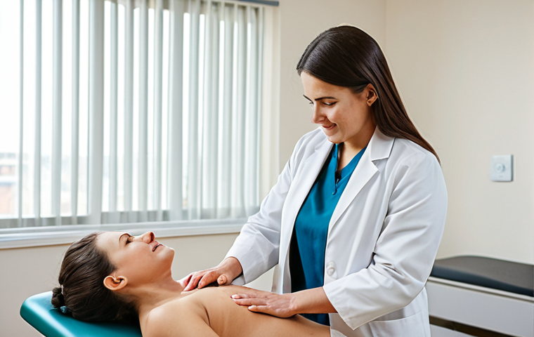 A professional female occupational therapist, in a modest white coat, gently guiding an adult female patient, fully clothed in comfortable, appropriate attire, as she practices a daily living activity like buttoning a shirt. They are in a bright, modern therapy room with warm natural light. The therapist is observing with a supportive expression, demonstrating patient-centered care and the importance of individual goals. Perfect anatomy, correct proportions, natural pose, well-formed hands, proper finger count, natural body proportions, professional photography, high quality, safe for work, appropriate content, family-friendly.
