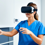 **

A professional occupational therapist, fully clothed in appropriate attire, using VR technology for patient rehabilitation in a modern clinic setting, safe for work, perfect anatomy, natural proportions, professional.

**