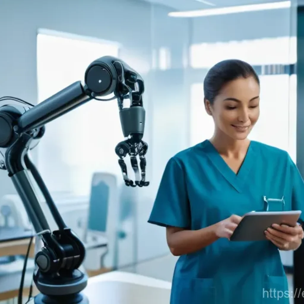 작업치료사의 최신 치료 기술 성공 사례 연구 - **Prompt:** A modern, brightly lit rehabilitation center with a patient, approximately 50s, with a h...