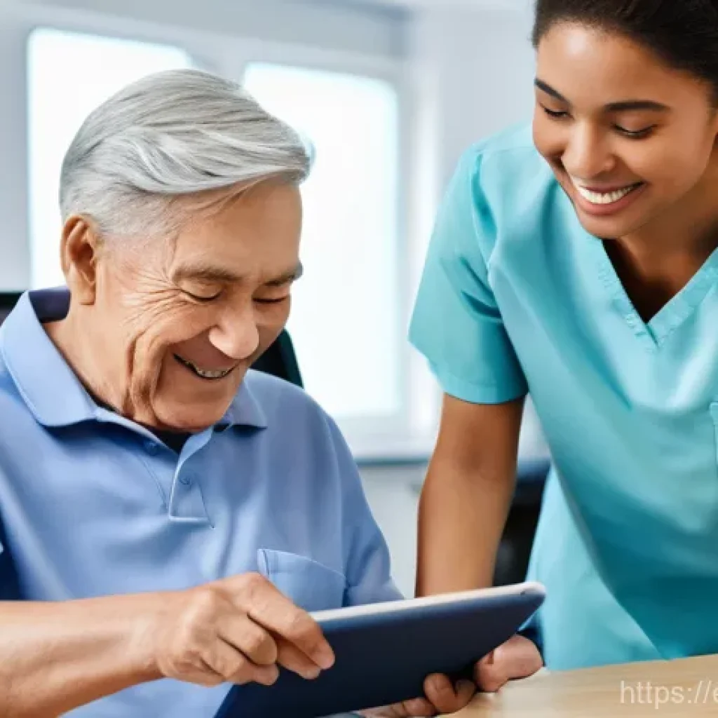 작업치료사의 동료 평가 피드백 관리 - An occupational therapist (OT) with a warm smile is gently guiding an elderly male patient, who is f...