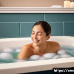 Home 21 작업치료사의 스트레스 관리 팁 - A female occupational therapist in her late 30s, with neatly tied-back hair, is taking a warm bubble...