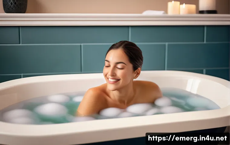 작업치료사의 스트레스 관리 팁 - A female occupational therapist in her late 30s, with neatly tied-back hair, is taking a warm bubble...